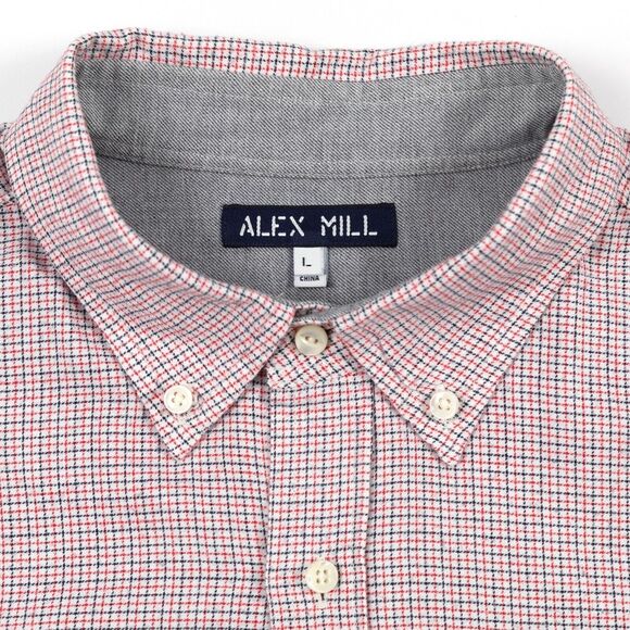 Alex Mill Shirt Men's Large Blue Red Micro Plaid 100% Cotton Button Down - Picture 6 of 10